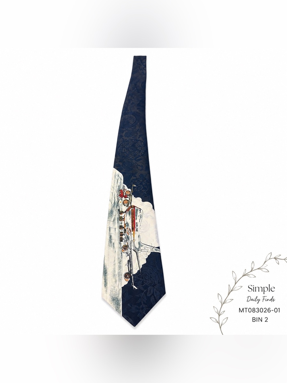 Studio 830 Airplane Aviation Pilot Novelty Men’s Tie Navy 4”